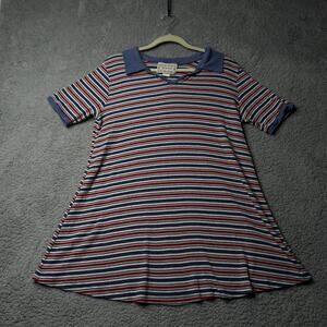 Vintage Zoomers Dress Women's XL Red White and Blue Striped Collared